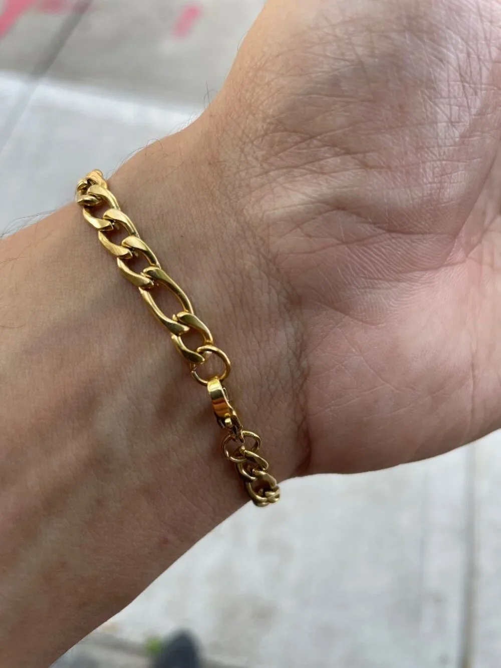 Gold 5mm Figaro Link Bracelet 7.75 Inch